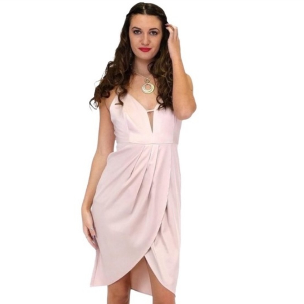 The Room Baby Pink Satin Tulip‎ Hem Dress